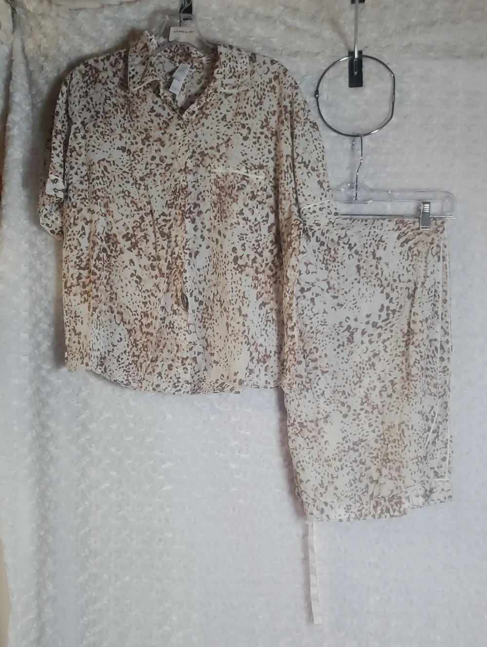 Neutral Speckled Two-Piece Top and Skirt Set Size XL